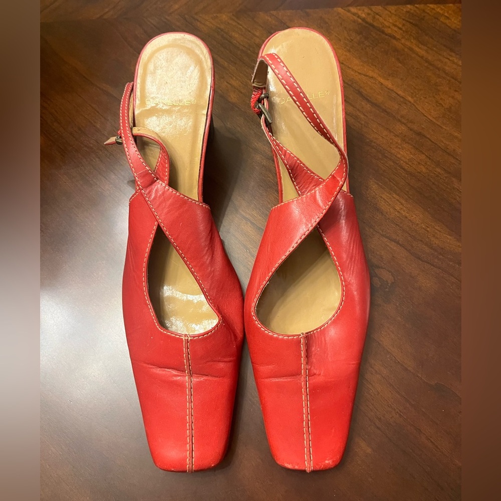 Red Leather Women's Slingback Shoes